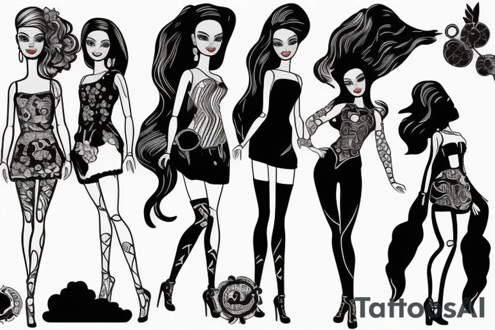 barbie doll girl figure tattoo idea