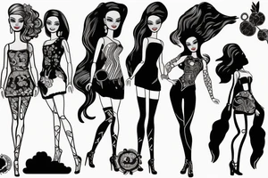 barbie doll girl figure tattoo idea