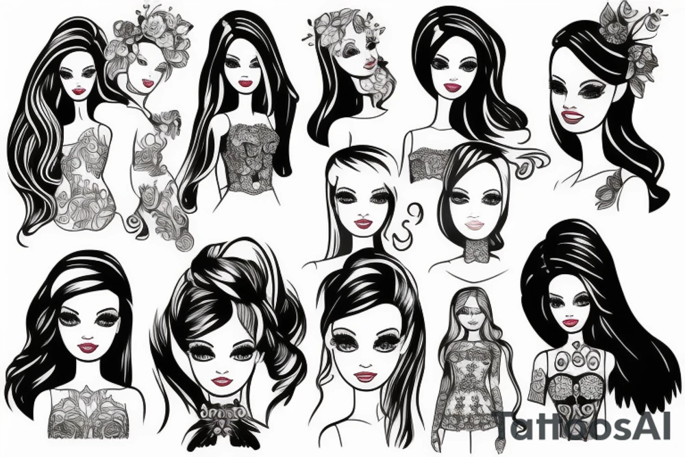 barbie doll girl figure tattoo idea