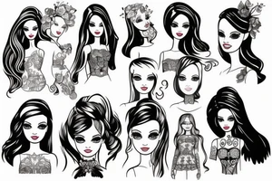 barbie doll girl figure tattoo idea