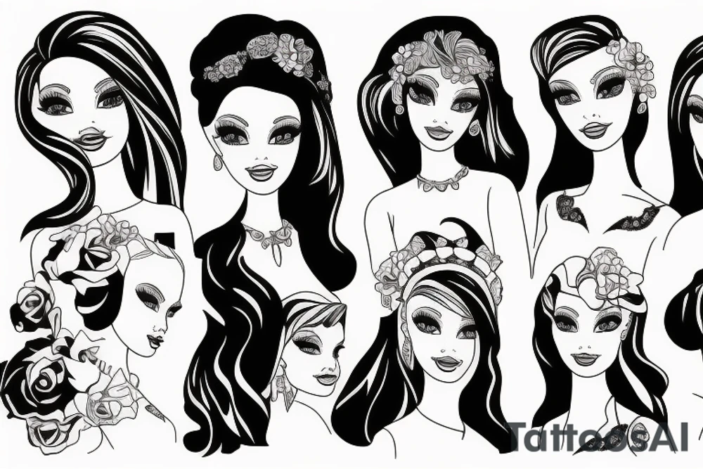 barbie doll girl figure tattoo idea