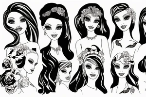 barbie doll girl figure tattoo idea