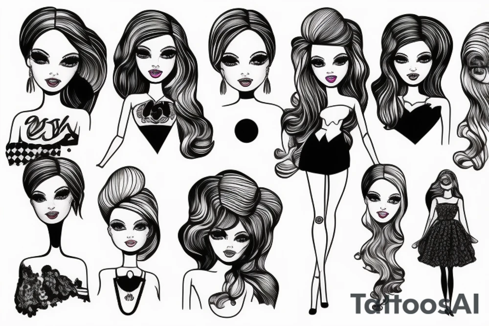 barbie doll girl figure tattoo idea