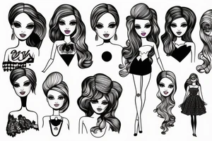 barbie doll girl figure tattoo idea