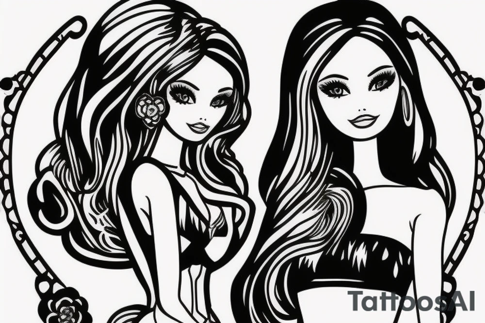 barbie doll girl figure tattoo idea