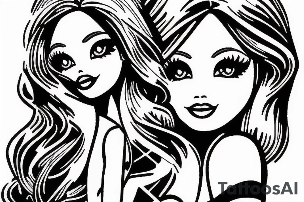 barbie doll girl figure tattoo idea