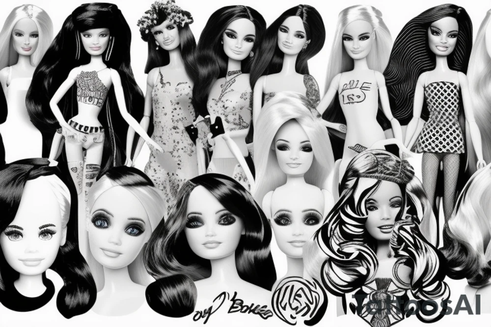 barbie doll girl figure tattoo idea