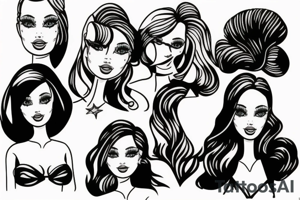 barbie doll girl figure tattoo idea