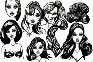 barbie doll girl figure tattoo idea