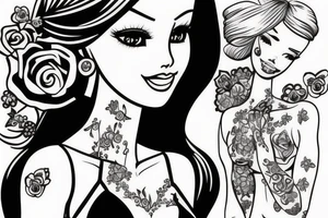 barbie doll girl figure tattoo idea