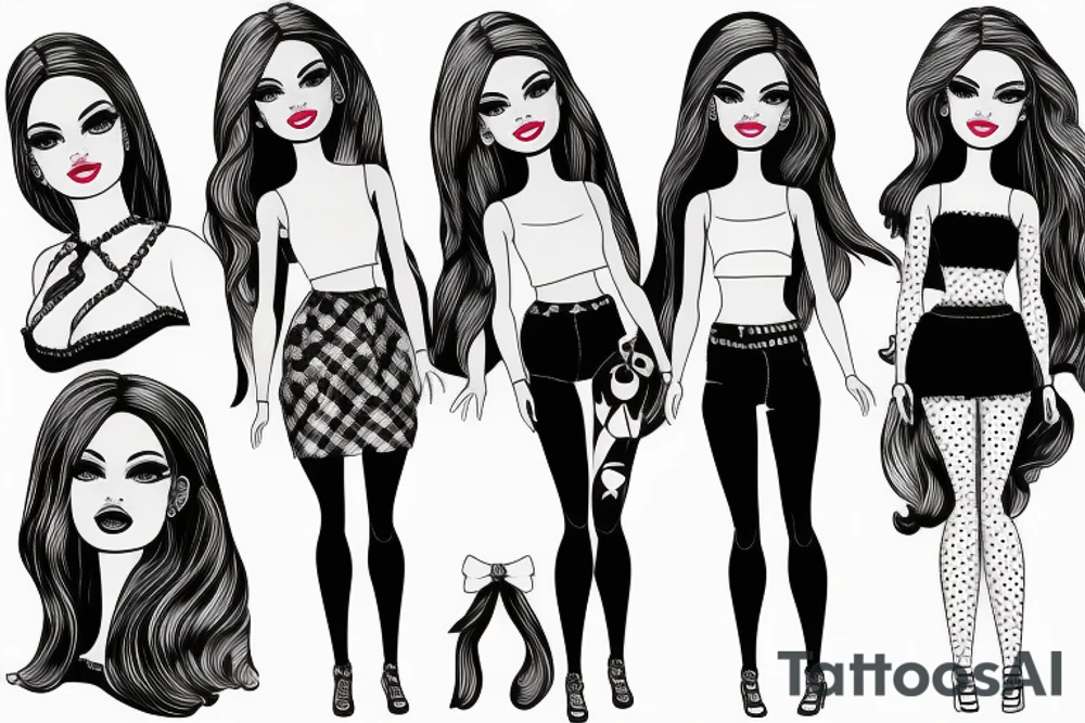 barbie doll girl figure tattoo idea
