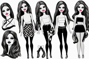 barbie doll girl figure tattoo idea