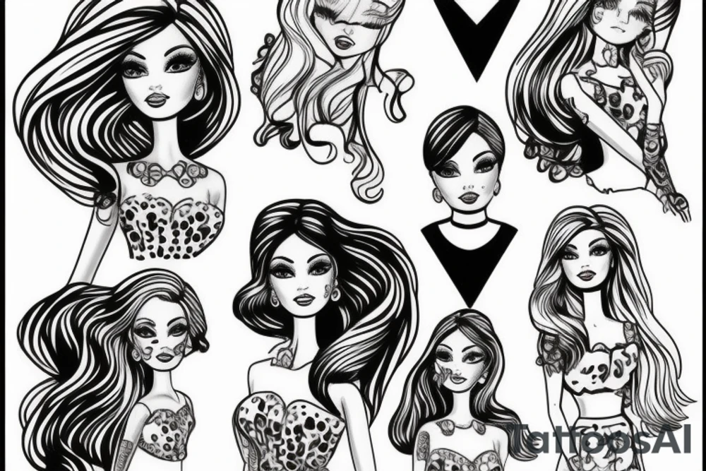 barbie doll girl figure tattoo idea