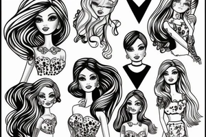barbie doll girl figure tattoo idea