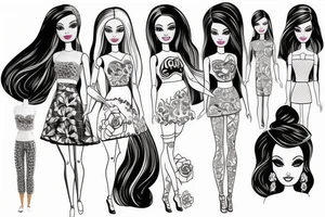 barbie doll girl figure tattoo idea