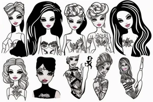 barbie doll girl figure tattoo idea