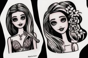 barbie doll girl figure tattoo idea