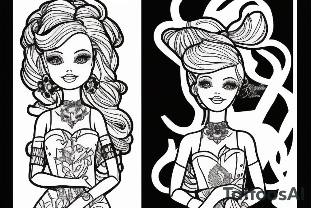 barbie doll girl figure tattoo idea