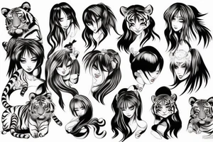 tiger anime girl tattoo idea