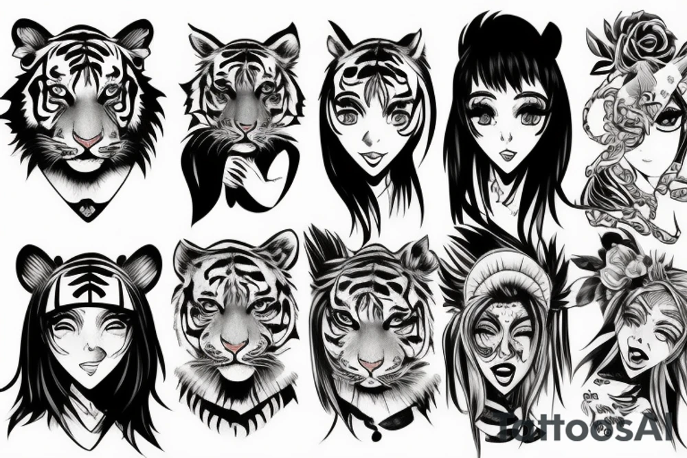 tiger anime girl tattoo idea