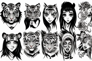 tiger anime girl tattoo idea