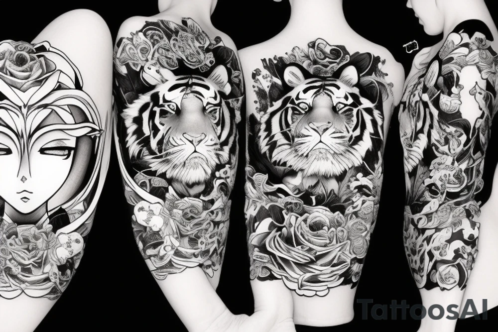 tiger anime girl tattoo idea