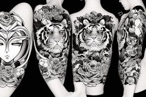 tiger anime girl tattoo idea