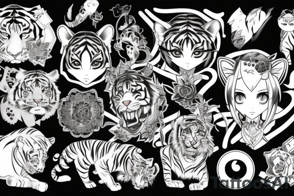 tiger anime girl tattoo idea