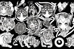 tiger anime girl tattoo idea
