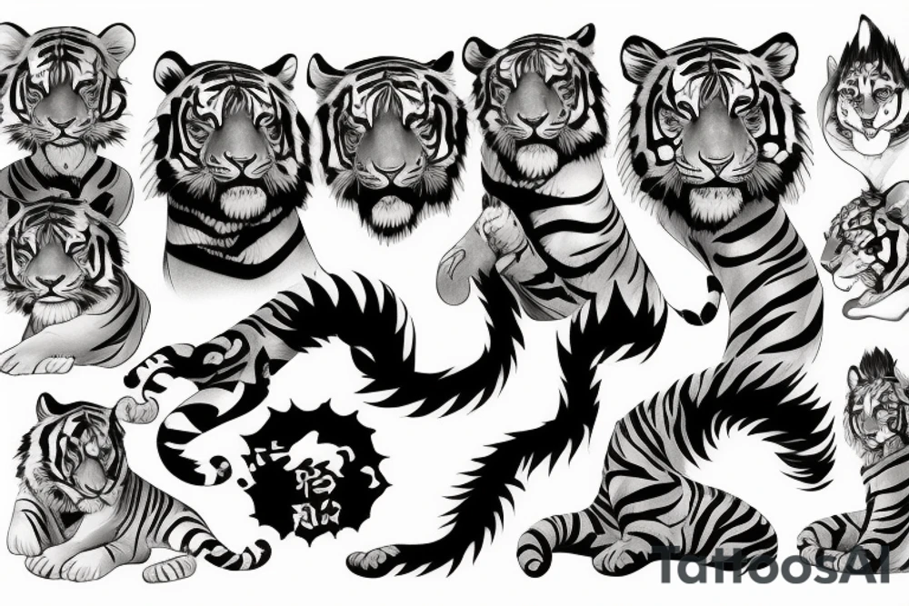 tiger anime girl tattoo idea