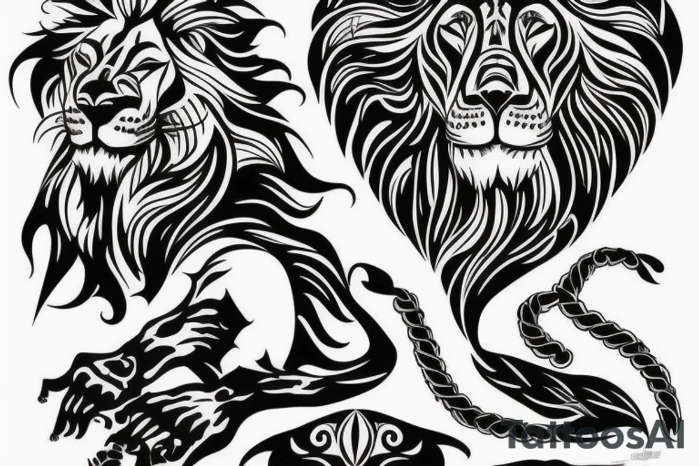 lion with muscular body tattoo idea