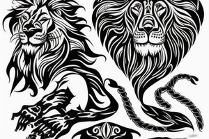 lion with muscular body tattoo idea
