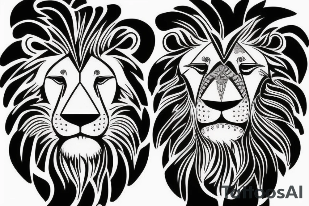 lion with muscular body tattoo idea