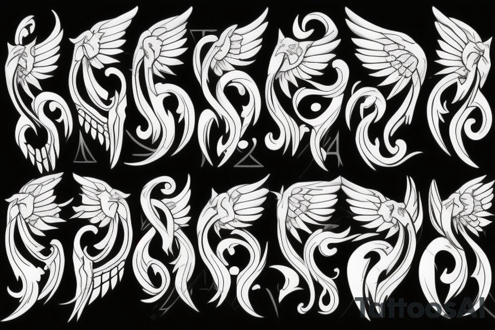 wings with swords tattoo idea
