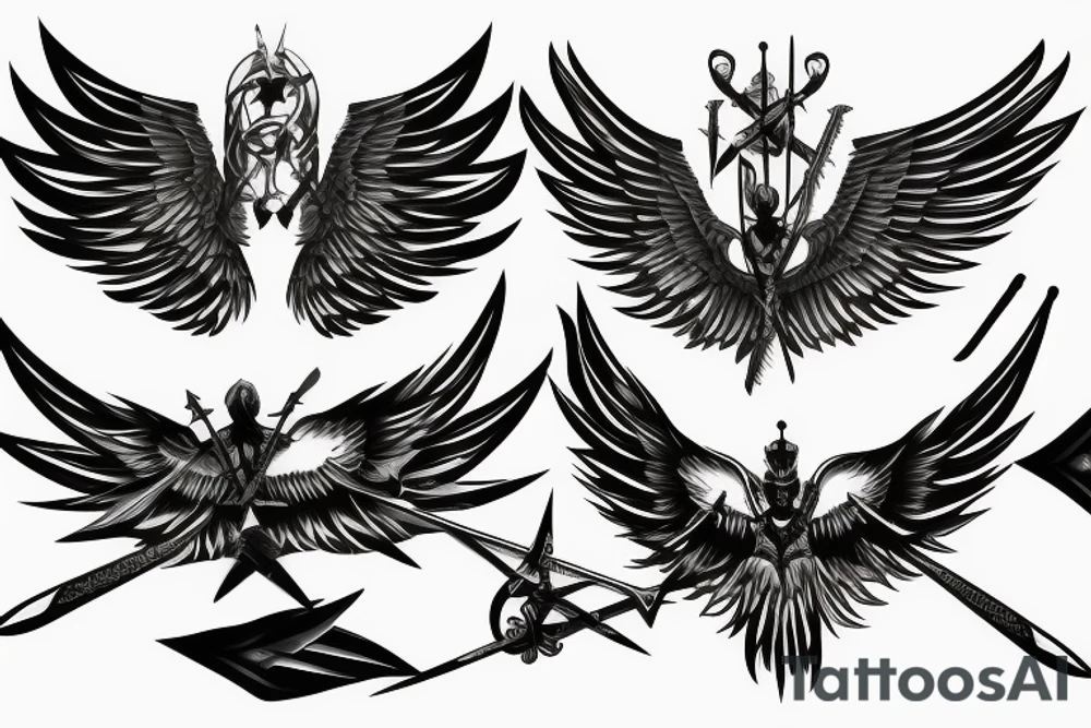 wings with swords tattoo idea