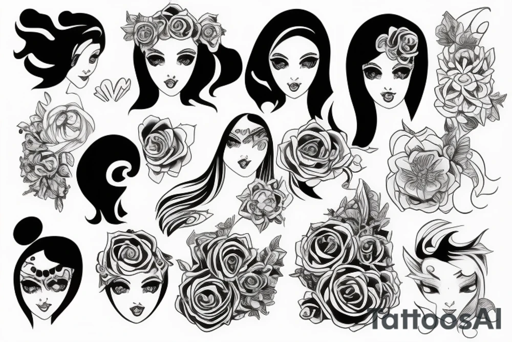 magic girl symmetrical tattoo idea