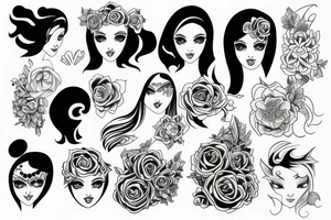 magic girl symmetrical tattoo idea