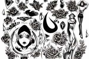 magic girl symmetrical tattoo idea