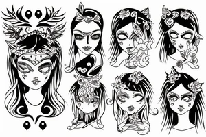 magic girl symmetrical tattoo idea
