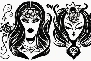 black magic girl symmetrical tattoo idea