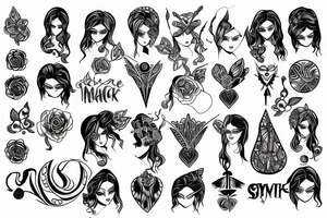 black magic girl symmetrical tattoo idea