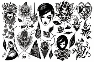 black magic girl symmetrical tattoo idea