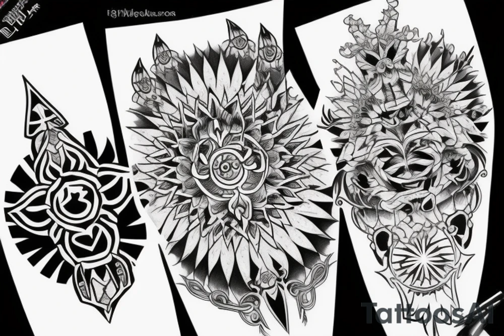 black magic girl symmetrical tattoo idea