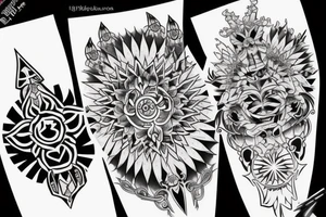 black magic girl symmetrical tattoo idea
