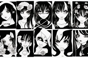 black magic anime girl symmetrical tattoo idea