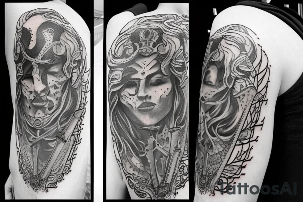 russian style sword tattoo idea
