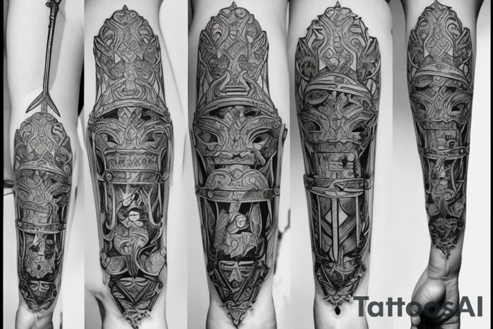 russian style sword tattoo idea