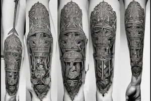 russian style sword tattoo idea