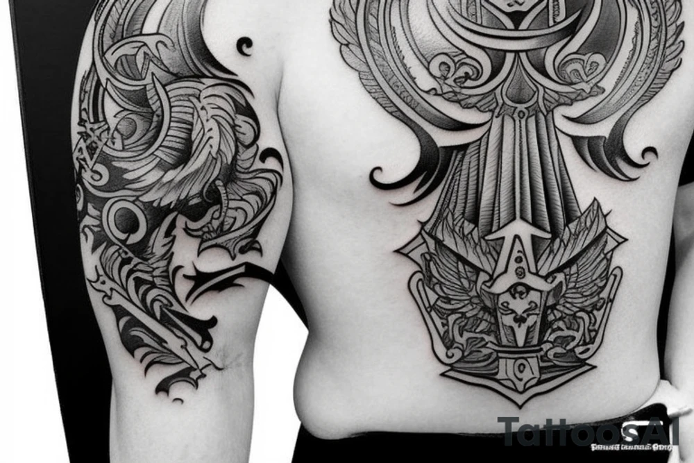 russian style sword tattoo idea