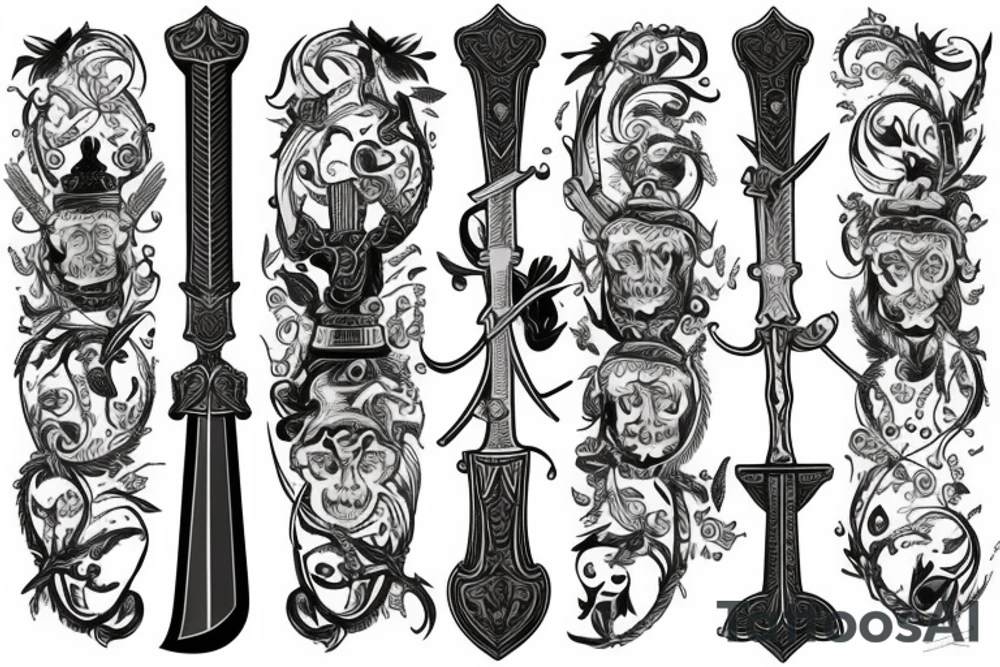 russian style sword tattoo idea